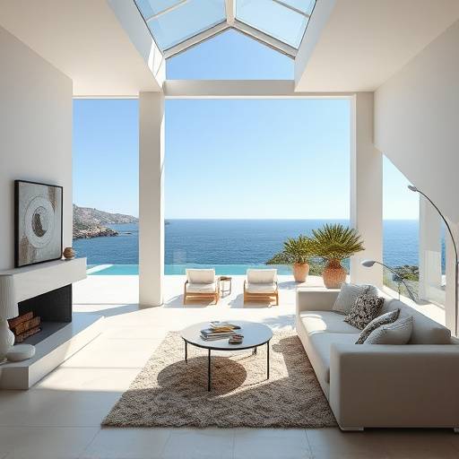 Int√©rieur d'une villa moderne avec vue sur la mer M√©diterran√©e √† Cassis